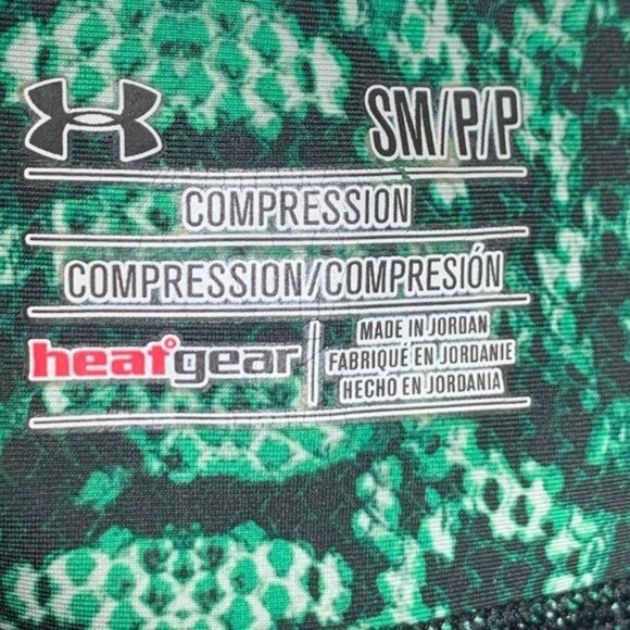 Under Armour HeatGear Compression Cropped Leggings Black Green Small - Picture 9 of 10